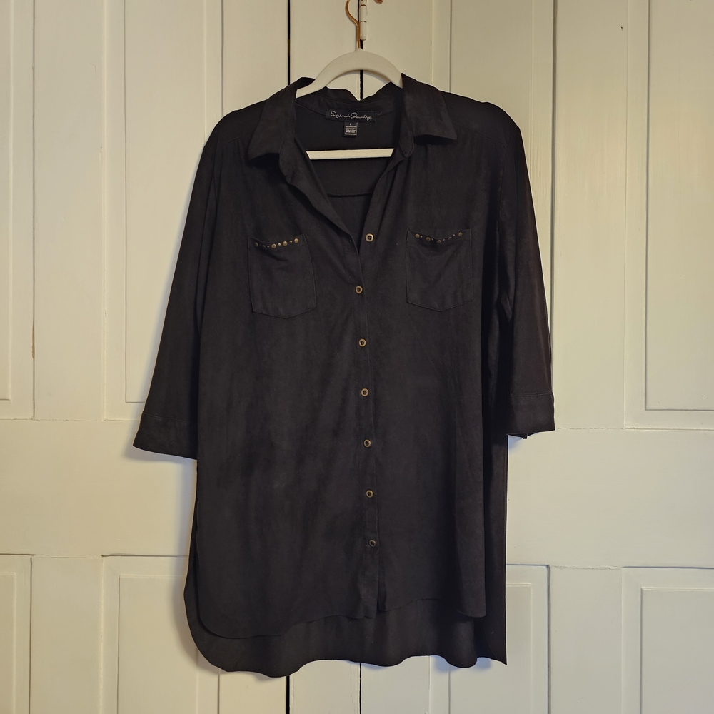 French Laundry Black Button-Down Blouse